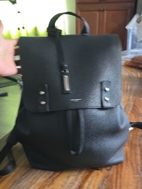 Black Saint Laurent Paris Grained Calfskin De Jour Backpack